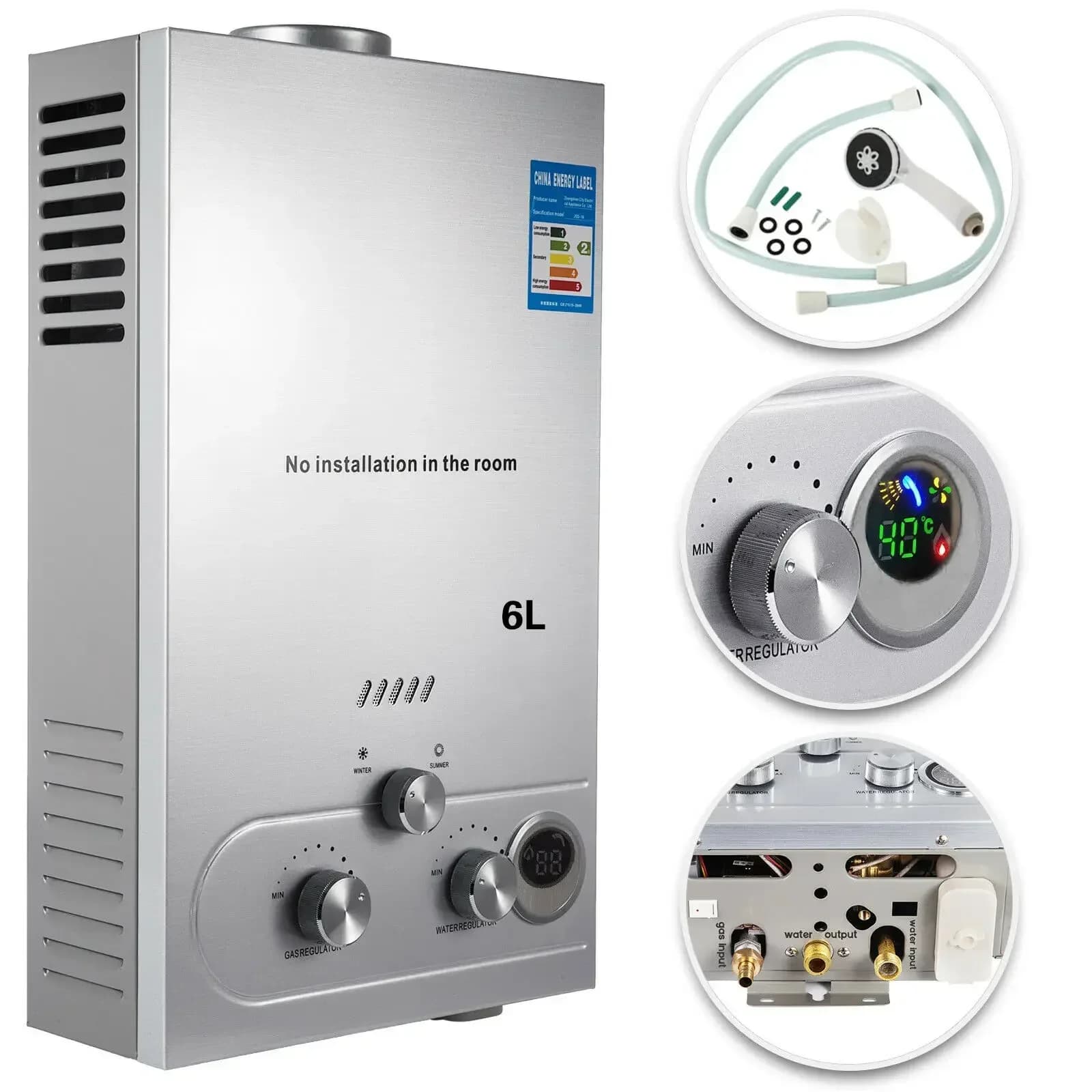 SIHAO GPL chauffe-eau portable sans réservoir 6L 10L 12L 16L 18L gaz Propane GPL chauffe-eau mural s