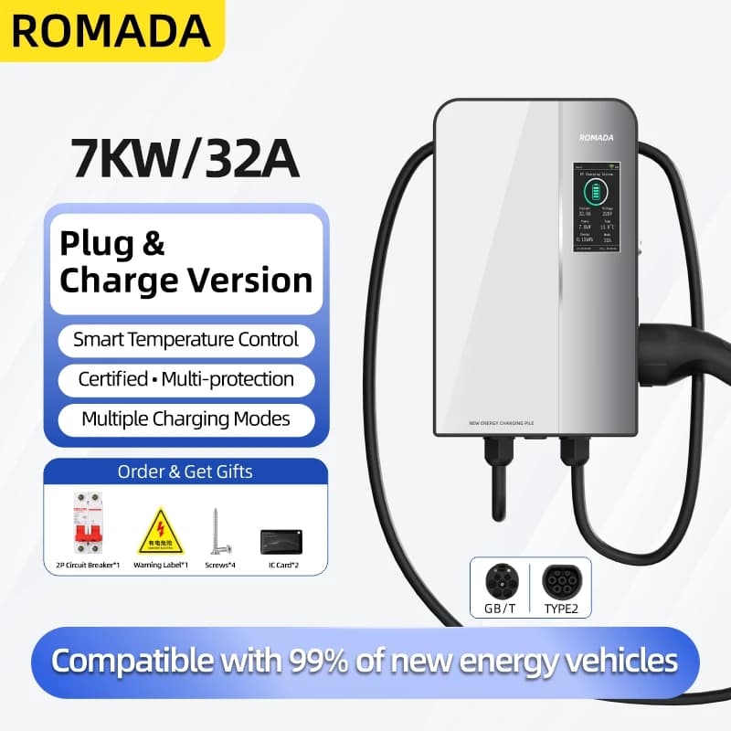 Station de recharge pour véhicules électriques 7KW, chargeur de voiture électrique EVSE, boîtier mur