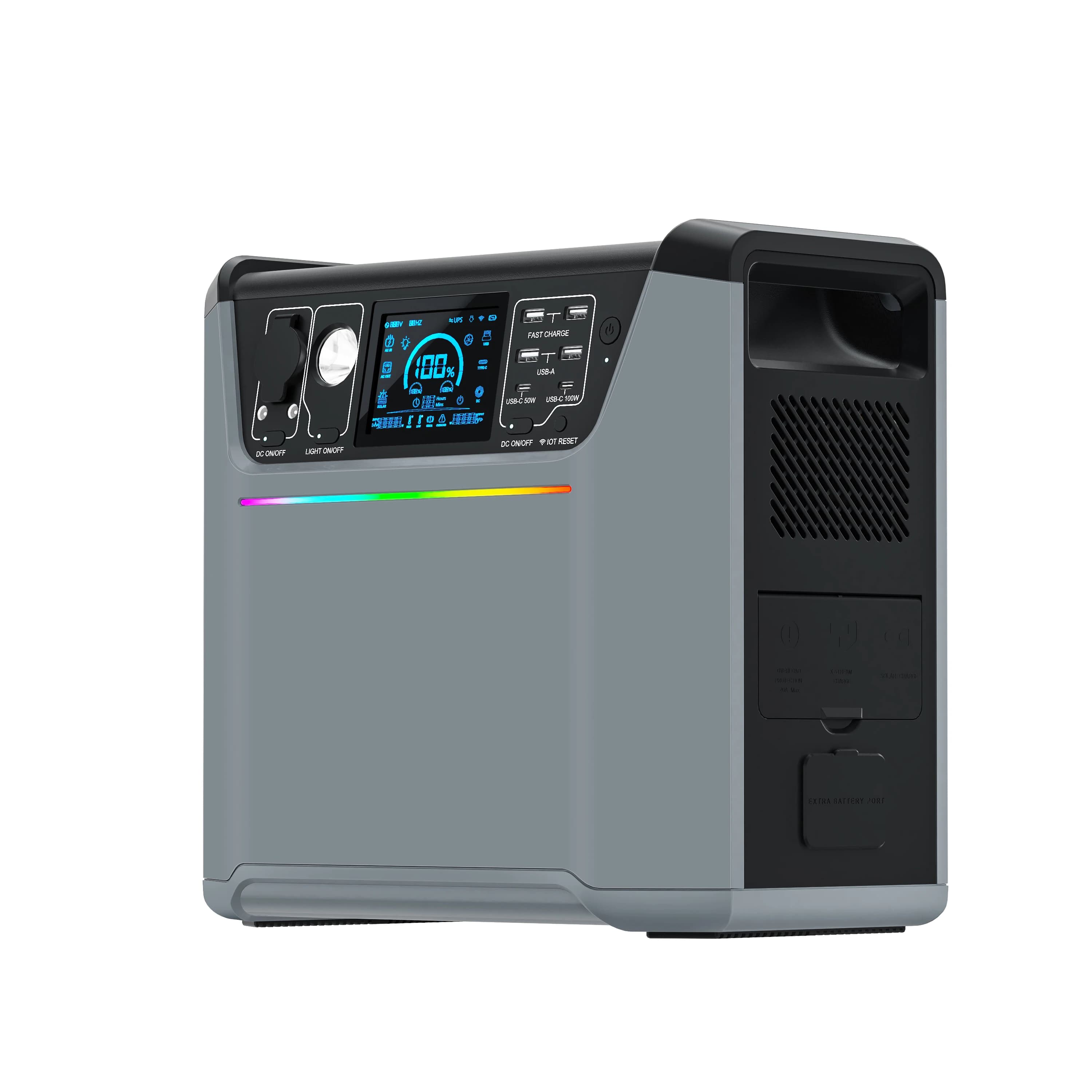 Station d'alimentation solaire portable 2000W, contrôleur MPPT, 220V, recharge mobile, stockage d'én