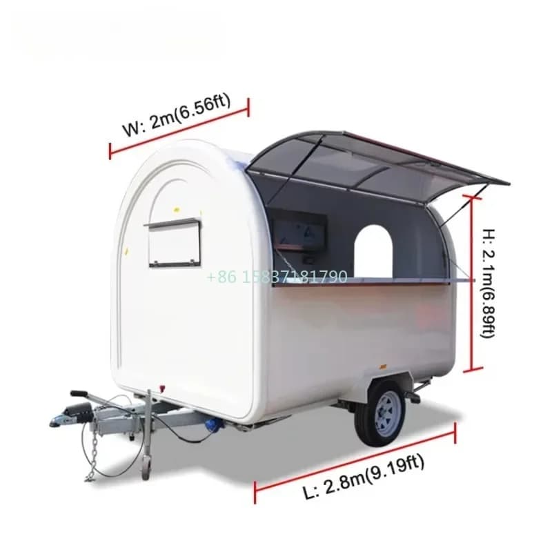 Remorque de camion-restaurant compacte très utilisée, chariot à hot-dogs, machine de cuisine mobile 