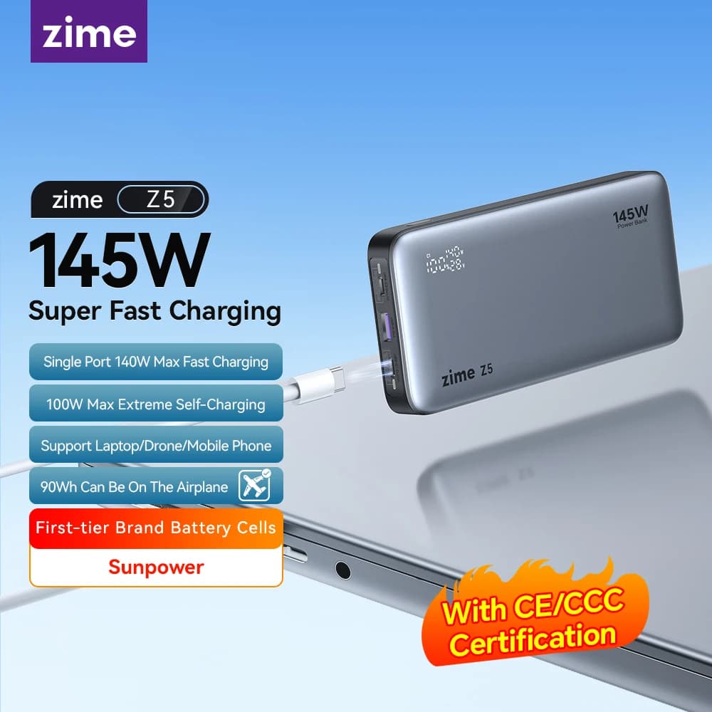 Batterie externe portable haute puissance zime Z5 25000mAh 145W avec charge rapide PD pour ordinateu
