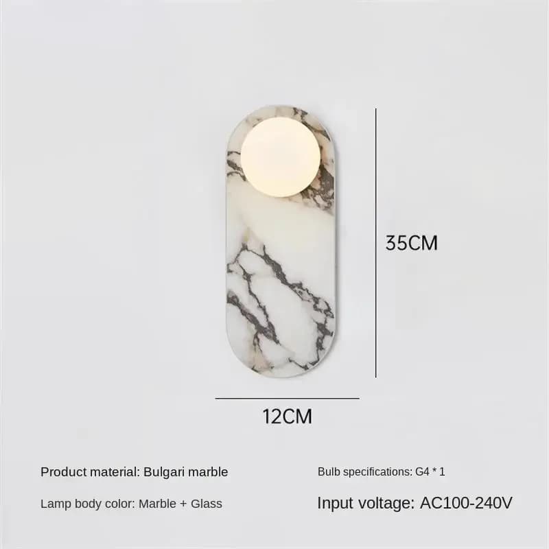 Lampe murale en marbre naturel de luxe, LED, lampe de chevet en pierre naturelle, abat-jour en verre