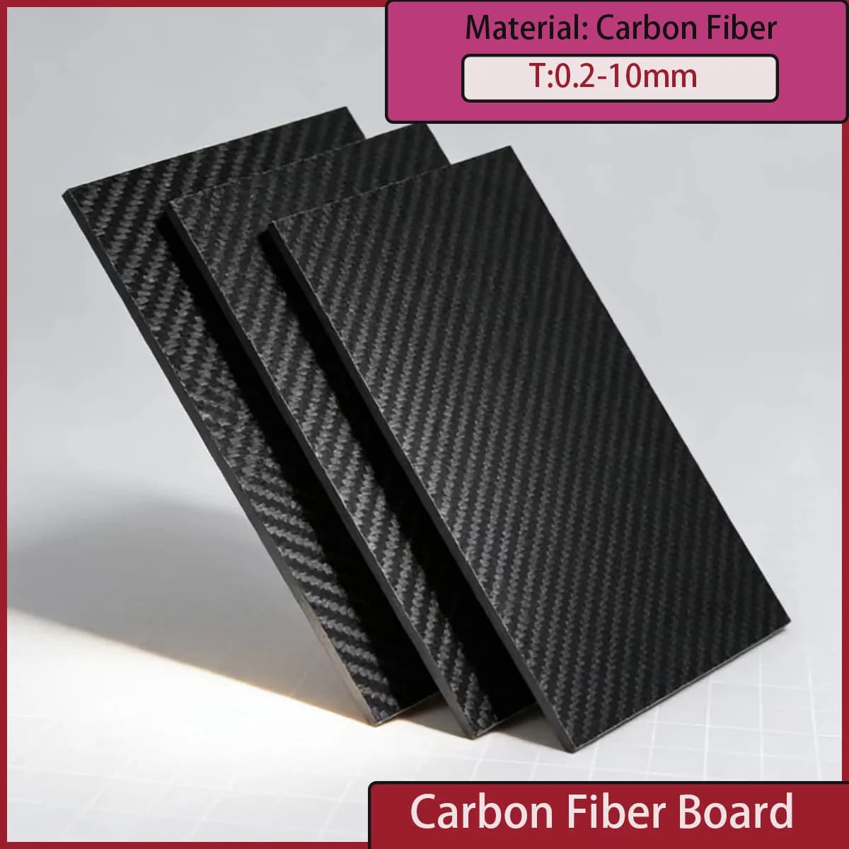 Panneau plat mat en Fiber de carbone, épaisseur 0.2 à 10mm, panneau de carbone Composite de haute du