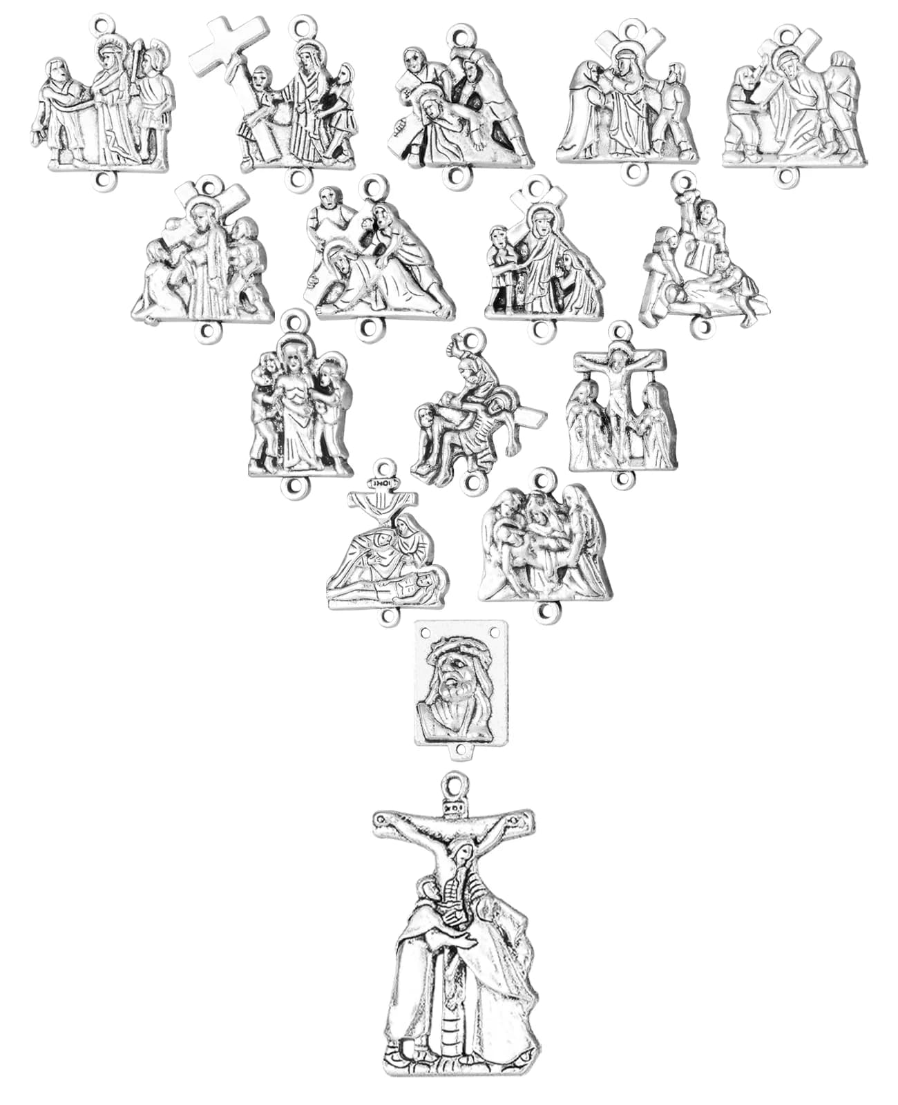 Diyalo 16 pièces Stations croix signes dévotion médailles Crucifix jésus croix couronne d'épines pen