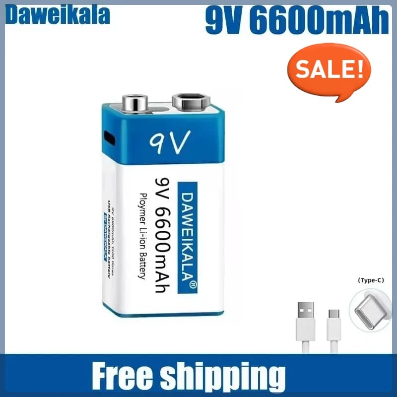 100% nouvelle batterie Li-Ion rechargeable USB 9 V 9 V 6600 mAh convient aux appareils photo et autr