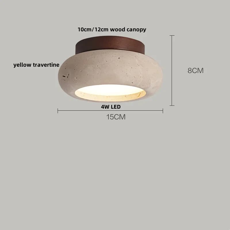 IWHD bois auvent LED plafonnier nordique moderne Simple Ellipse naturel jaune travertin plafonnier l