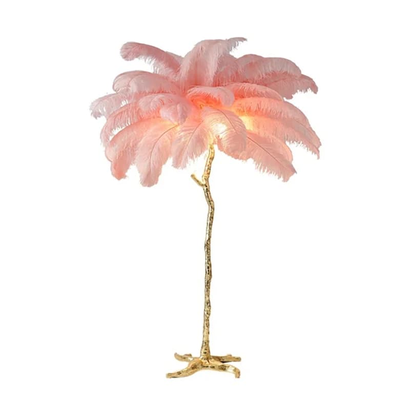 Lampadaire nordique en plumes d'autruche, salon, arrière-plan de canapé, lampe sur pied murale, déco