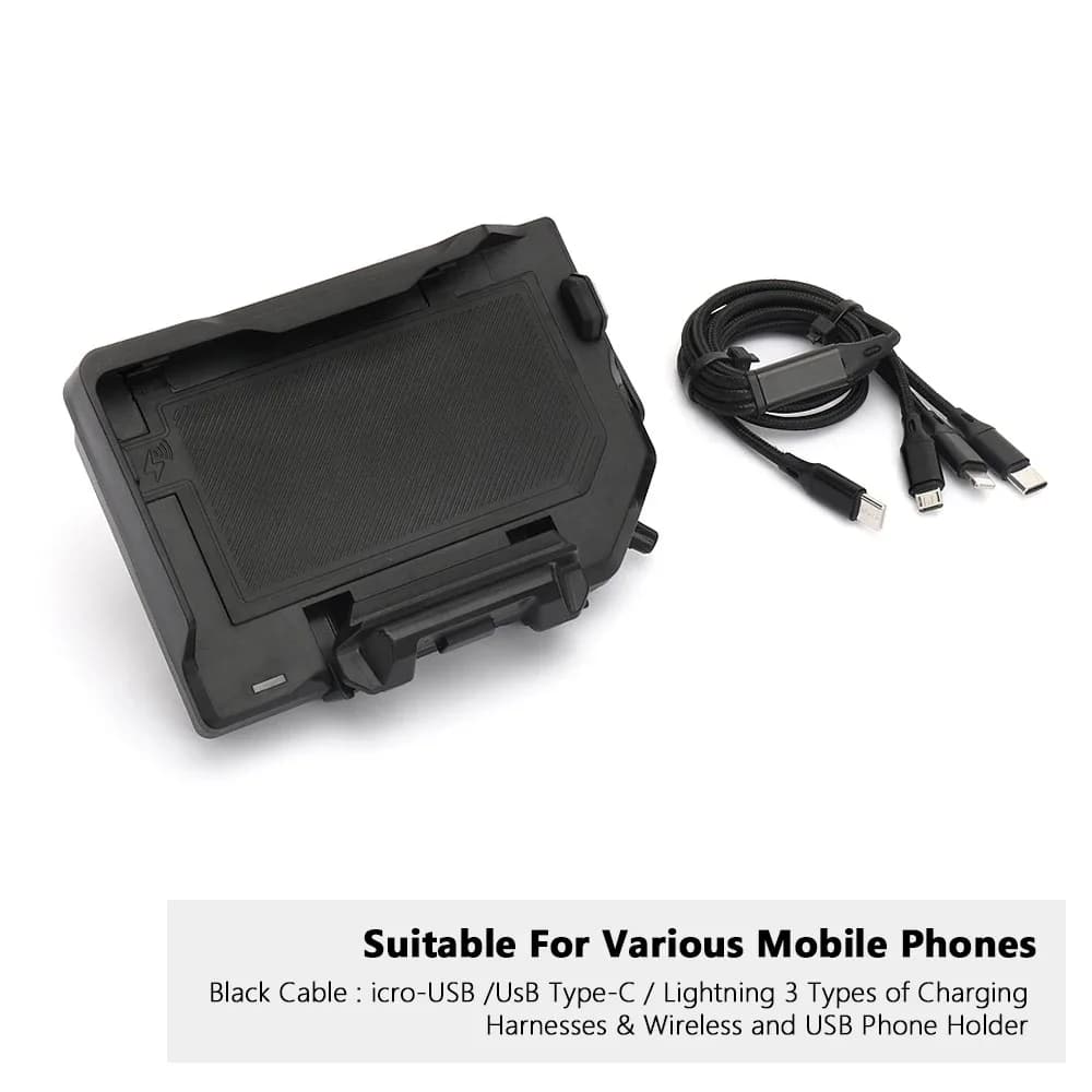 Support de téléphone avec chargeur sans fil, pour BMW R1200GS R1250GS ADV R1300GS F750GS F850GS F900