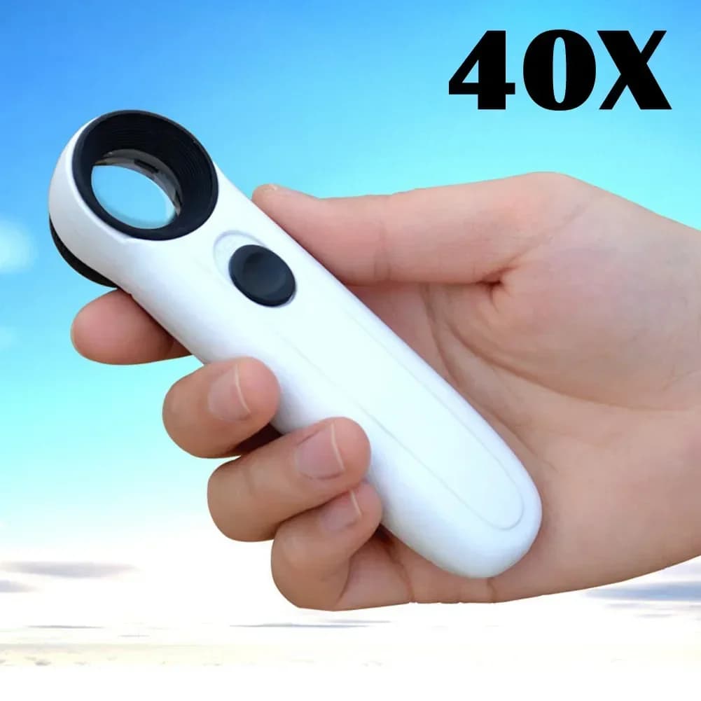 40x 3.5mm LED lumière agrandir verre stores main microscope loupe lampe d'éclairage pour carte de ci
