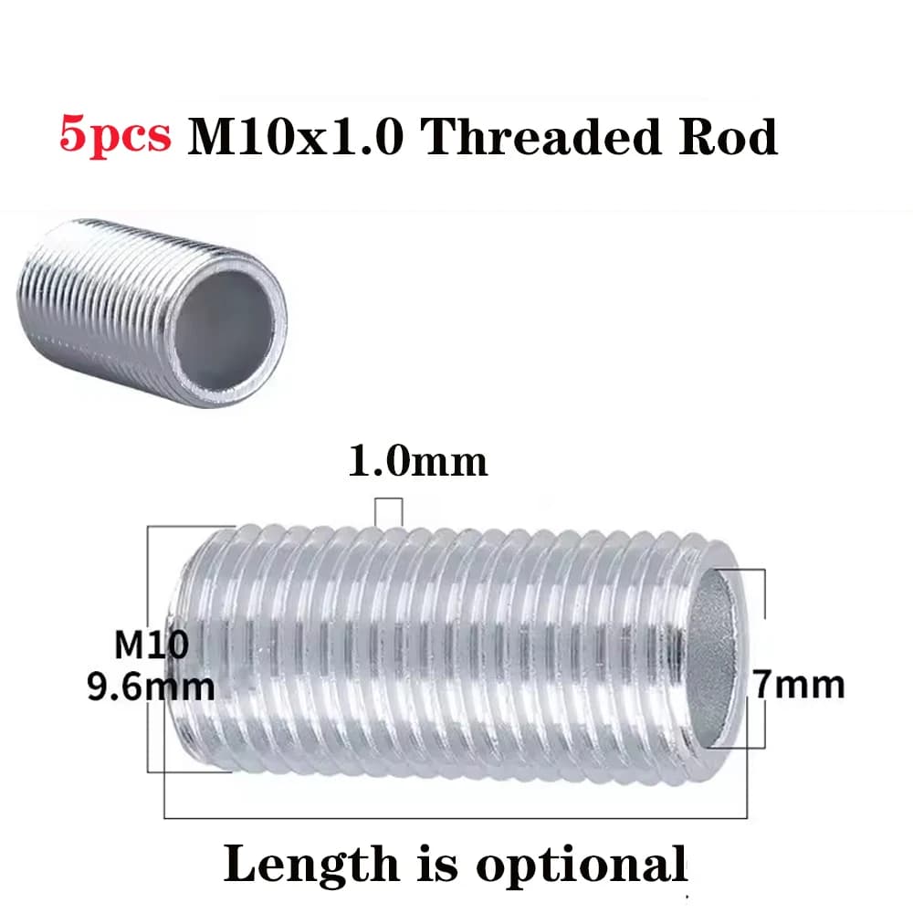 Tube métallique M10 creux fileté galvanisé pour lampe, support de fixation pour tête de lampe LED, a