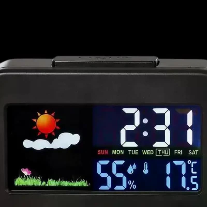 Station météo intelligente avec affichage couleur, moniteur de température et d'humidité, rétroéclai