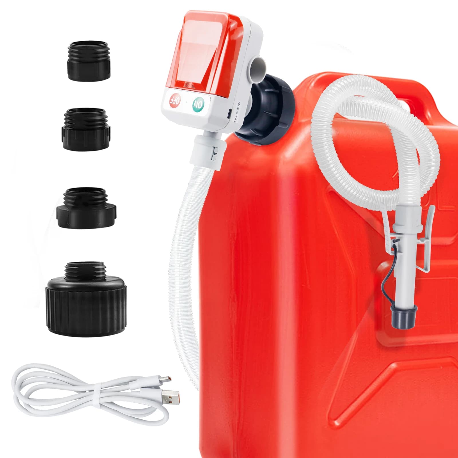 Pompe de transfert de carburant à batterie 3,2 GPM avec capteur d'arrêt automatique, 4 adaptateurs, 