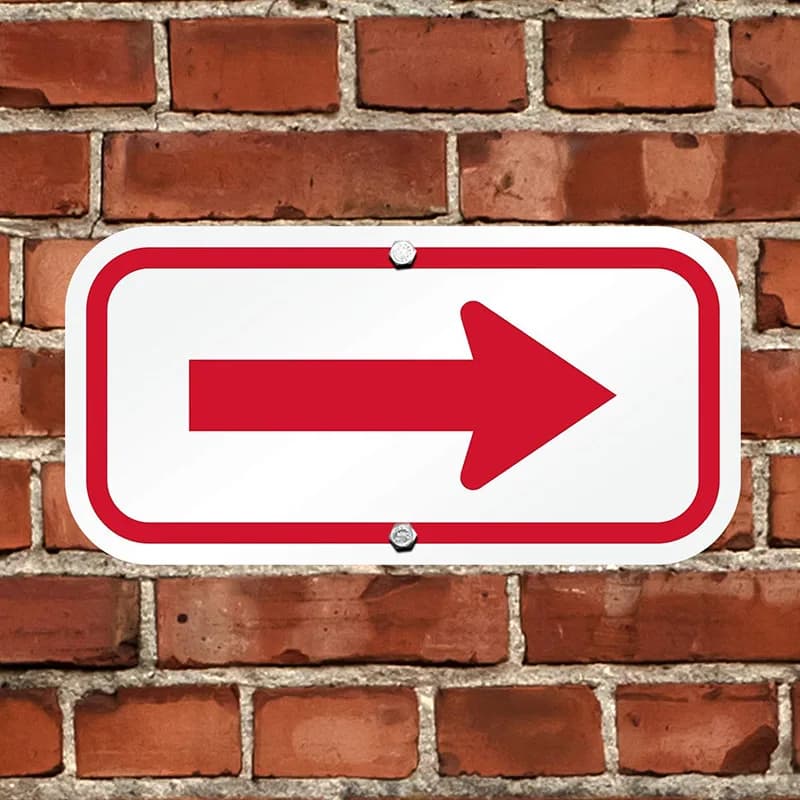 20 panneaux de signalisation en forme de flèche rouge, 12x6 pouces, en aluminium réfléchissant, prot