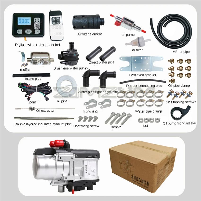 Chauffe-eau Diesel pour voiture, 12V, 5kw, téléphone, télécommande Gsm, avec pompe à eau, stationnem