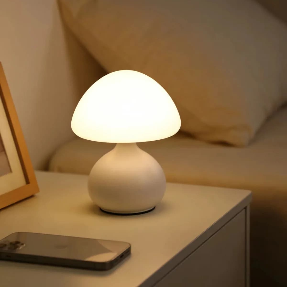 Lampe de table moderne minimaliste en forme de champignon avec trois couleurs changeantes et variati