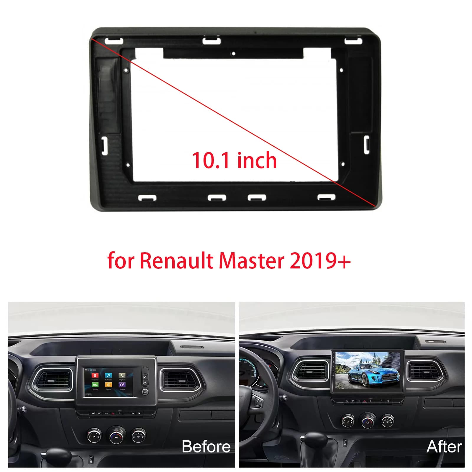Pour 2019 + RENAULT MASTER 10.1 pouces accessoires de voiture radio Android garniture plastique tabl