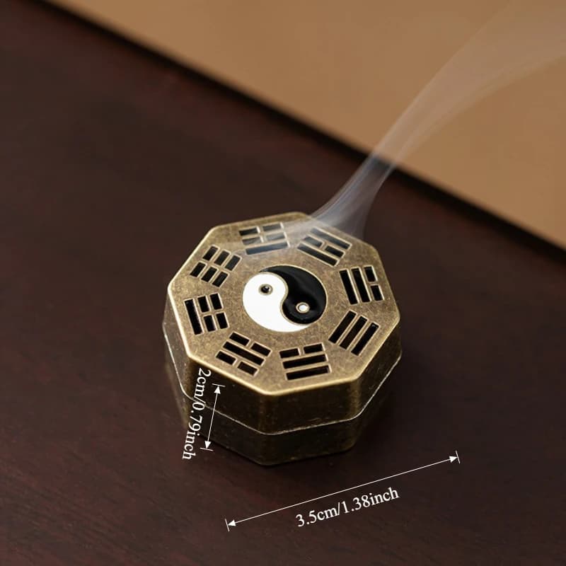 Brûleur d'encens traditionnel chinois en pierre de Taishan |   Encensoir en laiton antique avec poig
