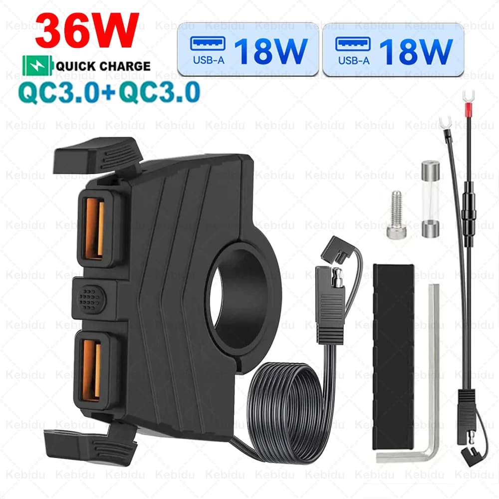 Chargeur de téléphone PD + QC3.0 48W, Charge rapide, prise USB pour moto, support de montage sur gui