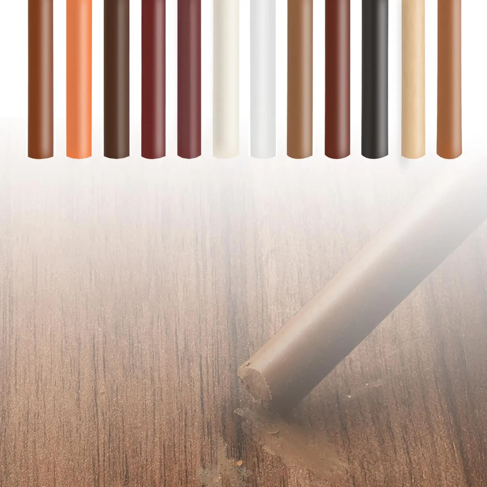 Kit de réparation de meubles en bois, paquet de 12, Crayons/Pen de cire pour remplir les rayures sur
