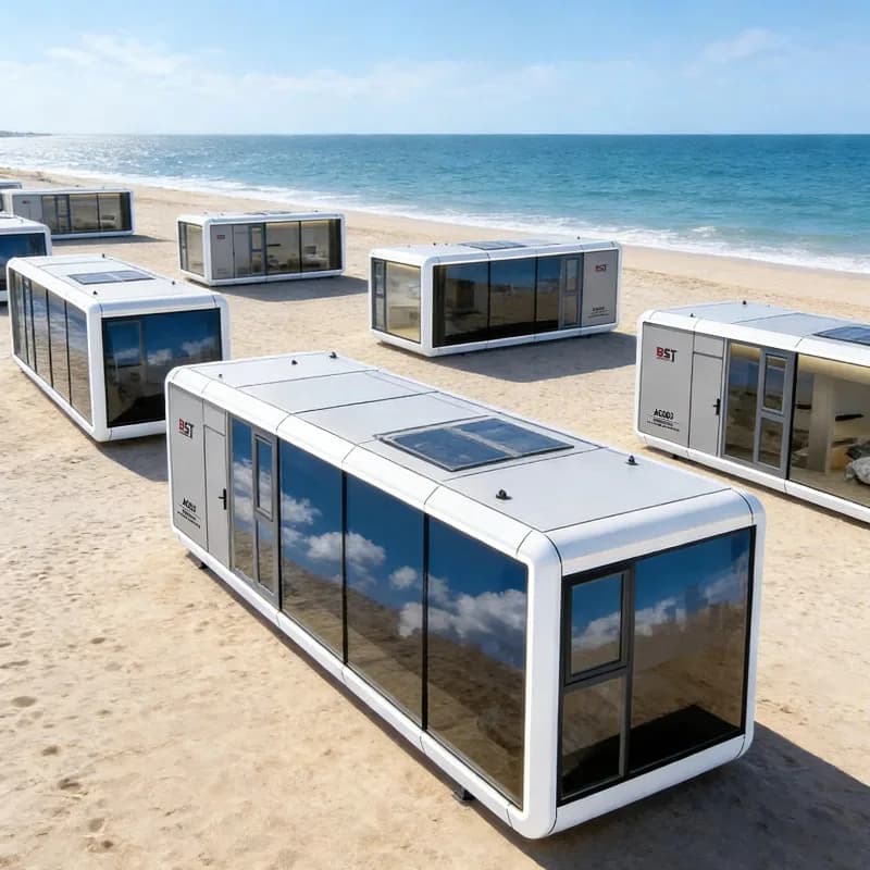 Maison-capsule Apple, hôtel conteneur spatial, chambre mobile en acier personnalisée pour camping ex