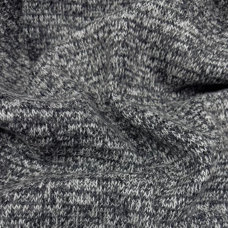 Tissu en laine tricoté, couture à chevrons gris fumé, texturé, épais et chaud, fait à la main pour j