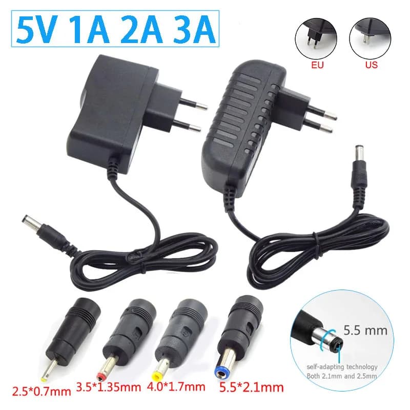 Chargeur d'alimentation cc 5V 1A 2A 3A AC 110V 240V, convertisseur 5.5x2.1mm, adaptateur AC DC 4.0x1