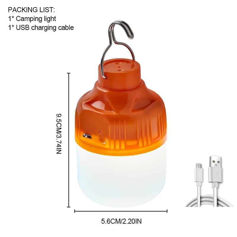 Ampoules LED rechargeables par USB pour l'extérieur, lumière d'urgence à haute luminosité, lanterne 