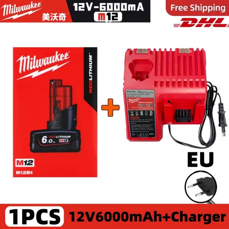 Batterie Milwaukee 12V, 6.0Ah, batterie rechargeable Milwaukee pour outil Milwaukee M12 48-11-2402 4