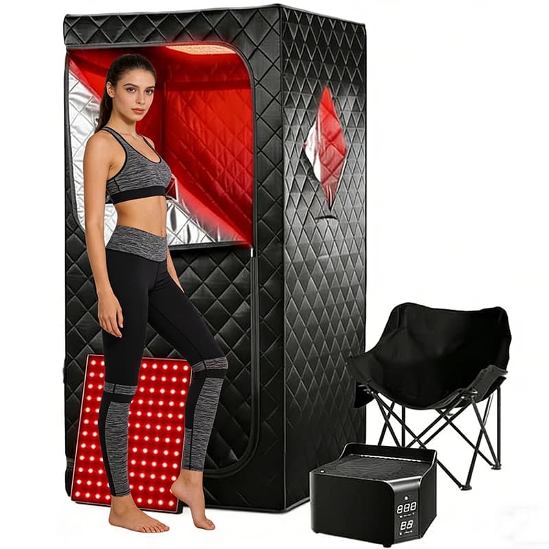 Ensemble de Sauna infrarouge lointain, Version améliorée, pour la maison, avec panneau lumineux roug