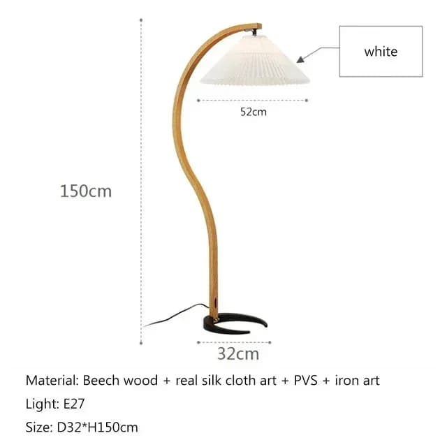 Lampadaire LED plissé en bois naturel créatif nordique, luminaire décoratif d'intérieur, idéal pour 