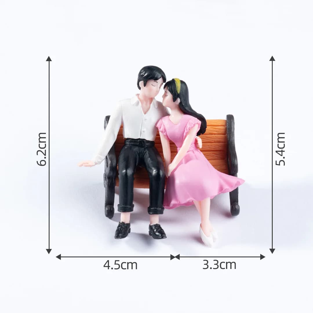 Accessoires de jardin féerique miniatures, 2 pièces, Statue d'ornement d'amoureux mignons Kawaii, Fi