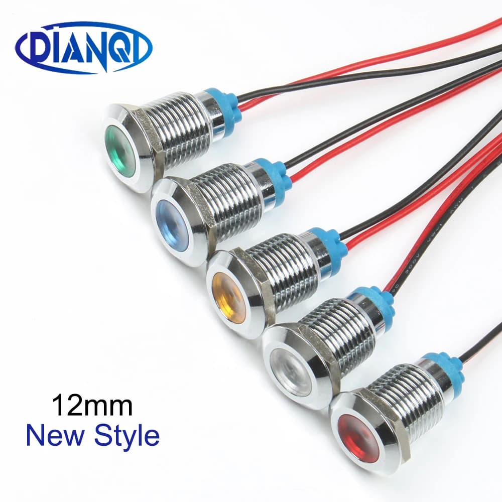 Indicateur lumineux LED en métal, simple ou double couleur, personnalisé, 12mm, étanche, lampe de si