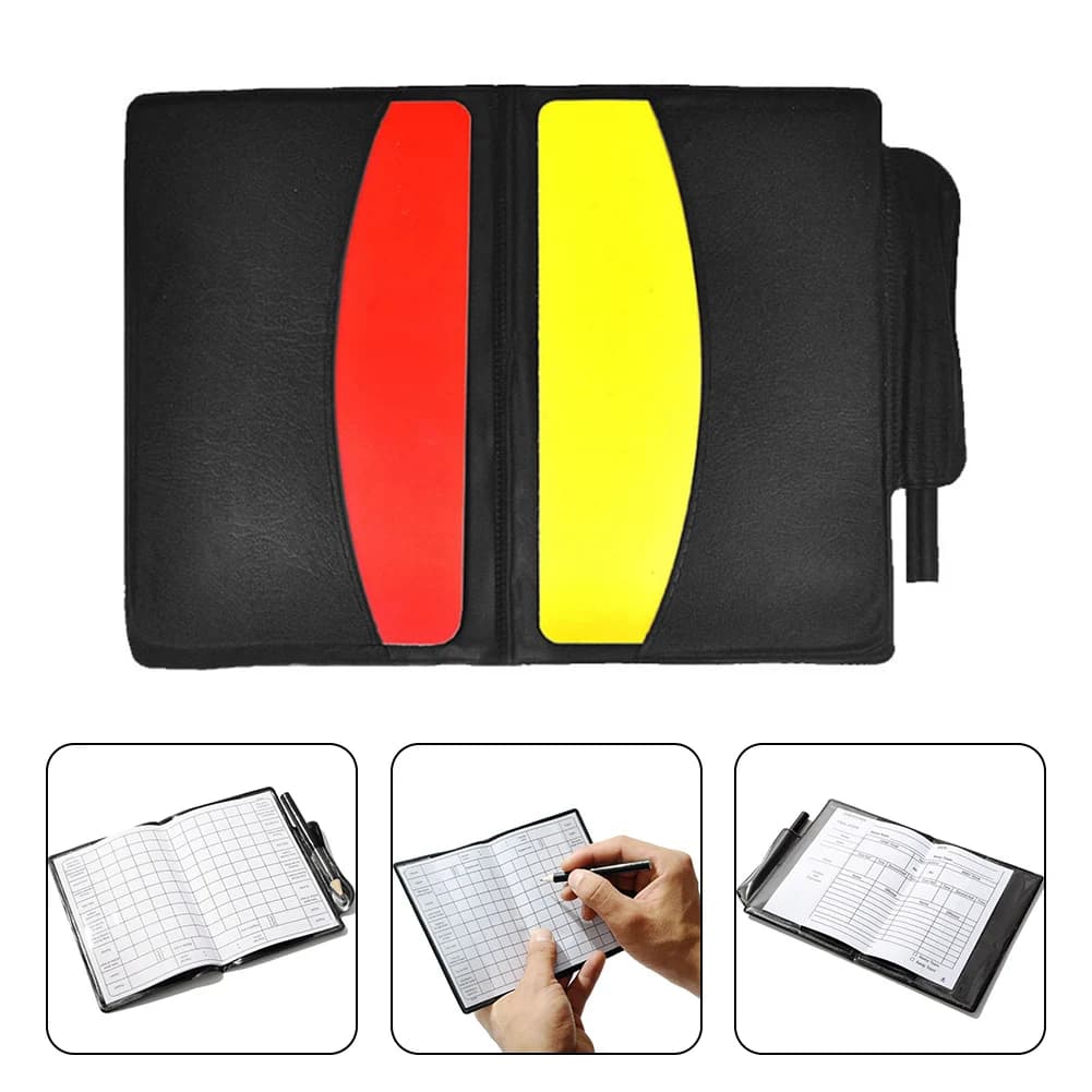 1 ensemble de cahier de portefeuille d'arbitre de Football avec carte rouge et carte jaune, carte ro