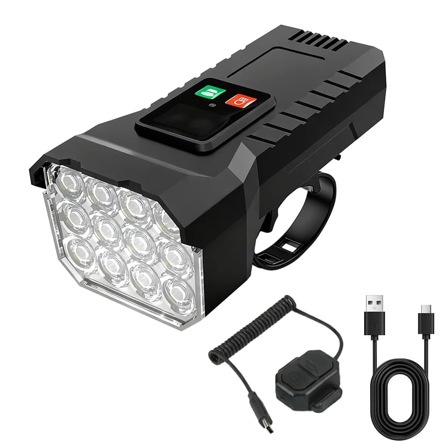 Phare avant de vélo puissant à 12 LED, rechargeable par USB, étanche, pour VTT, accessoires de vélo