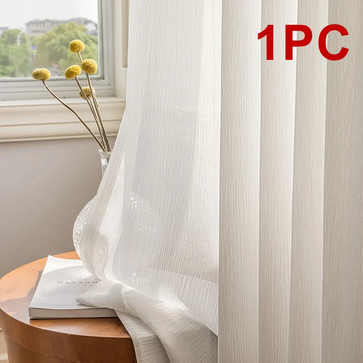 1/2 Panles Rideau en gaze de soie plissé style japonais, texture anti-rayures et anti-accrocs, pour 