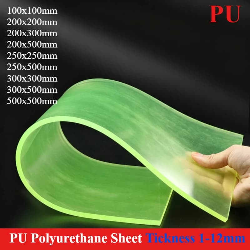 Plaque de polyuréthane PU Shore A 80-85 Jaune-Vert 100x100 200x200 300x300 400x400 500x500mm Épaisse