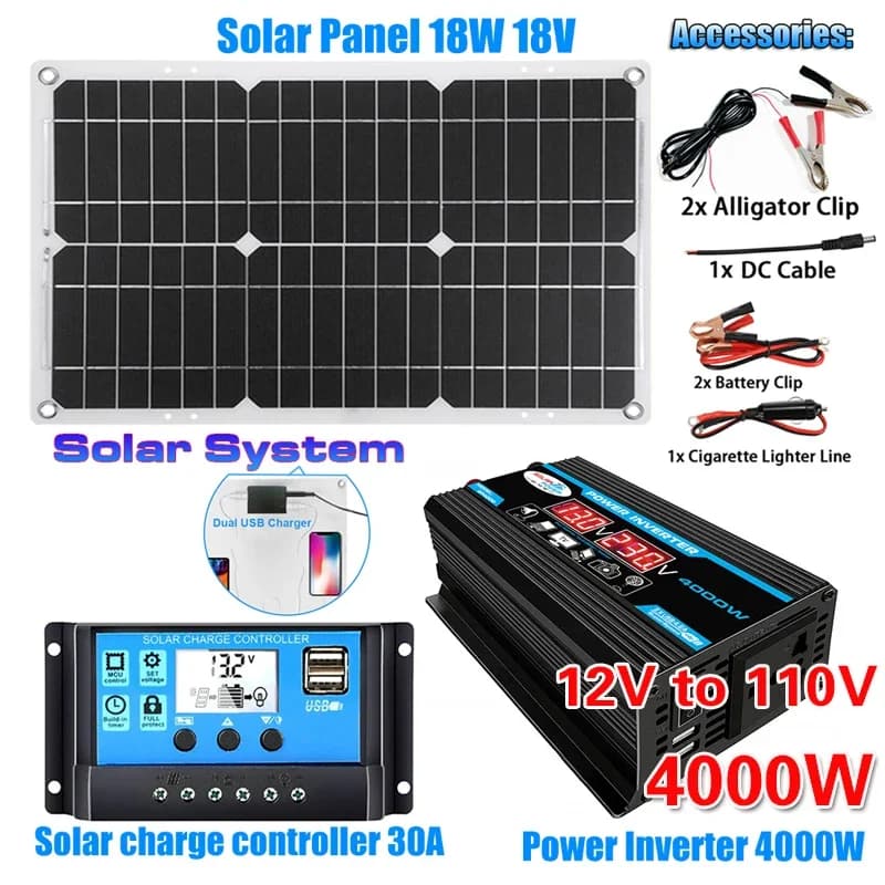Kit de panneaux solaires à onde sinusoïdale modifiée, système d'alimentation solaire, contrôleur de 