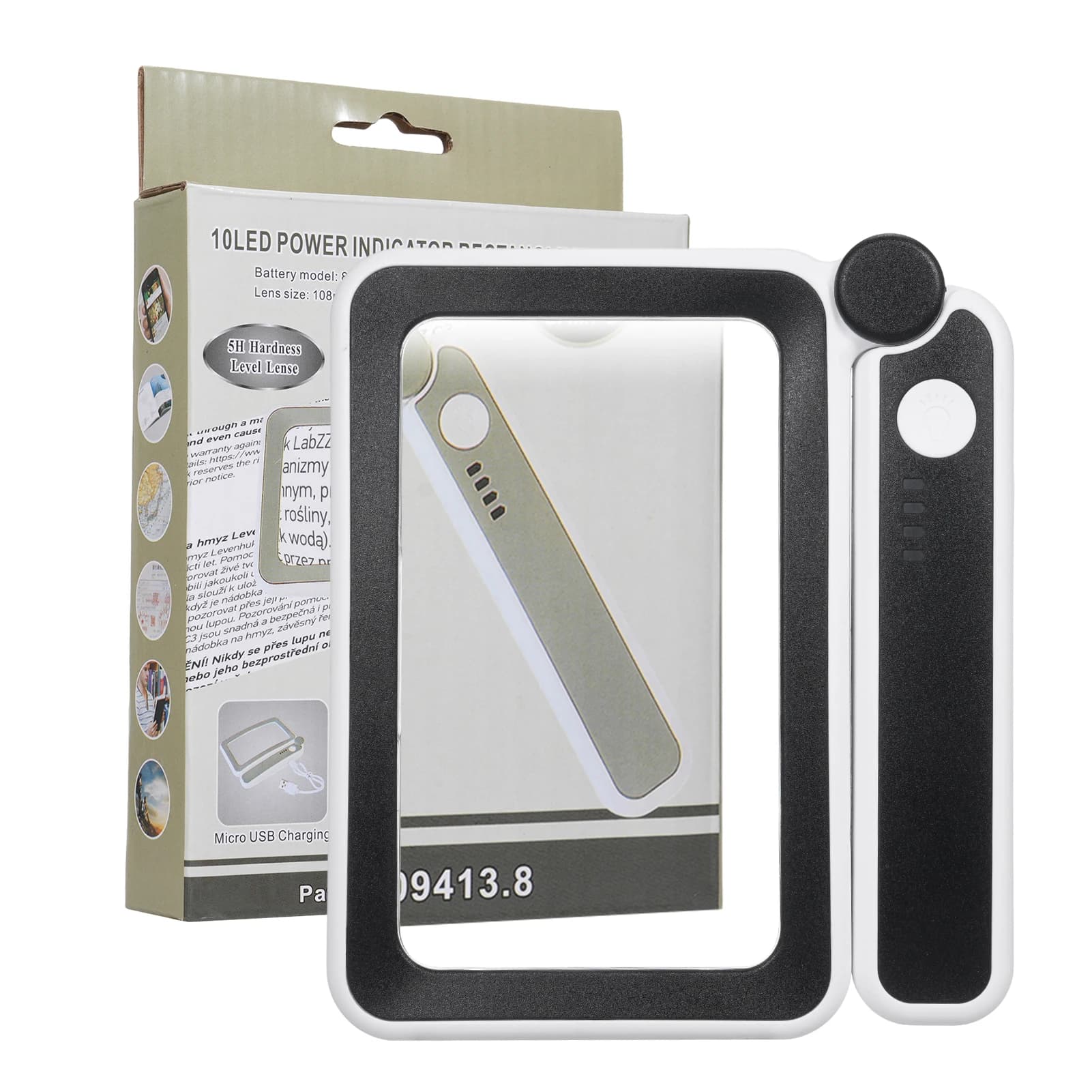 Grande Loupe 4X avec lumières LED, Loupe USB Rechargeable, lampe de lecture portative avec éclairage