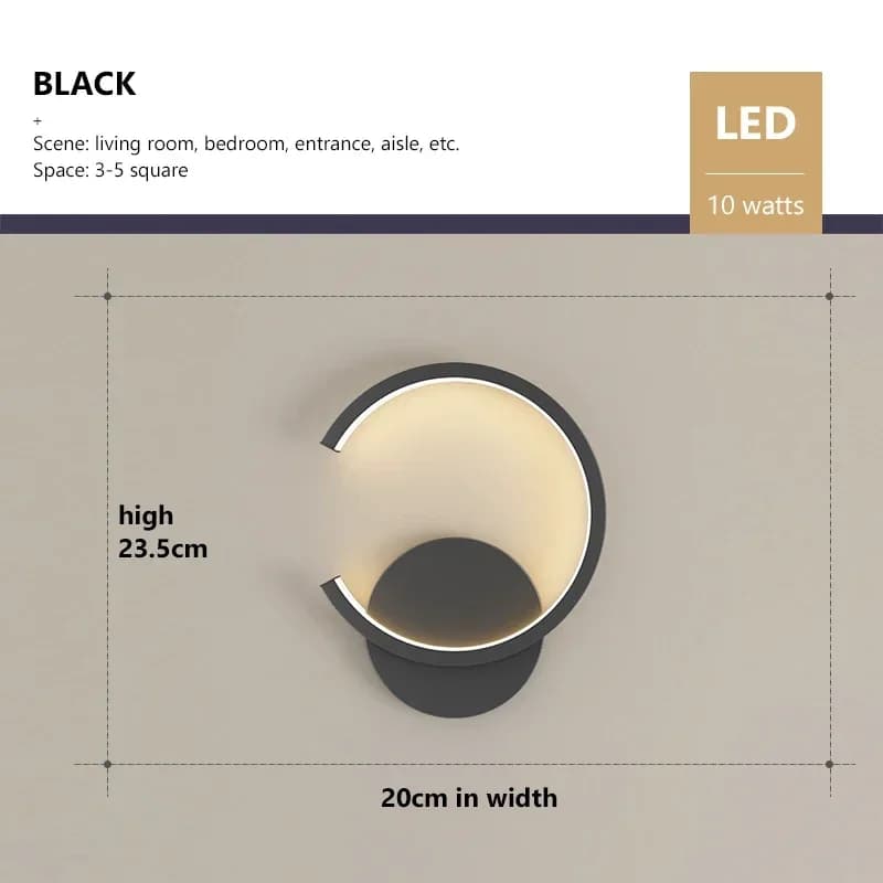 Applique murale LED moderne minimaliste en forme de C pour salon chambre chevet allée décor à la mai