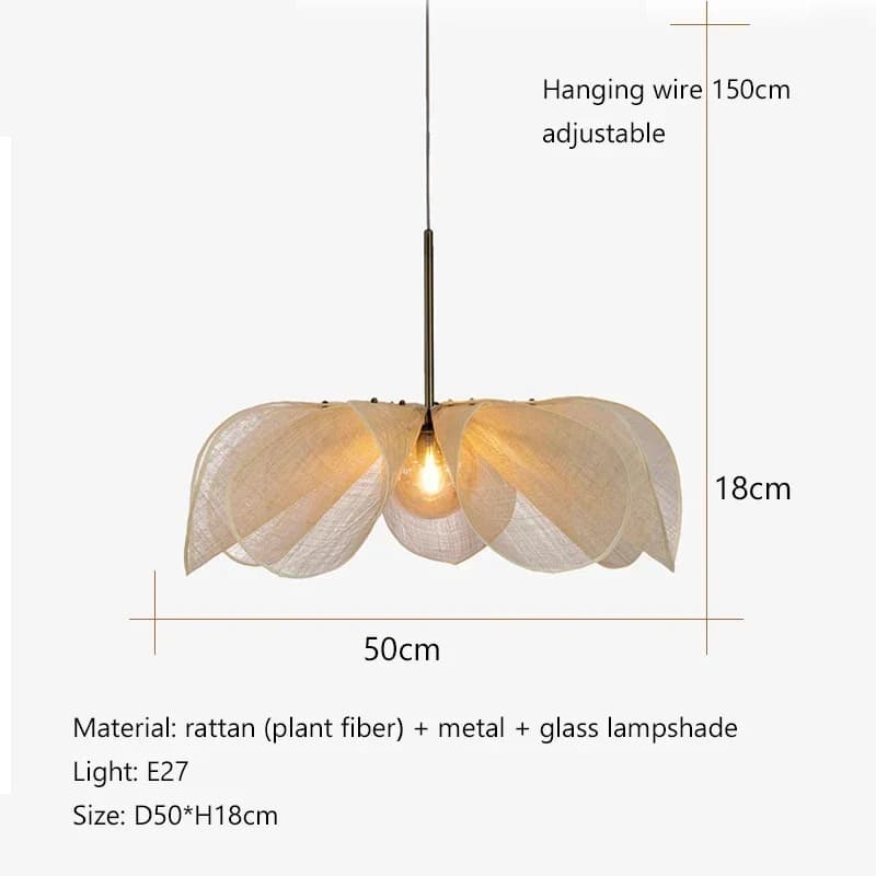 Lampe à suspension en Fiber, lustre à fleurs, suspension en verre avec ampoule E27 pour salon et sal