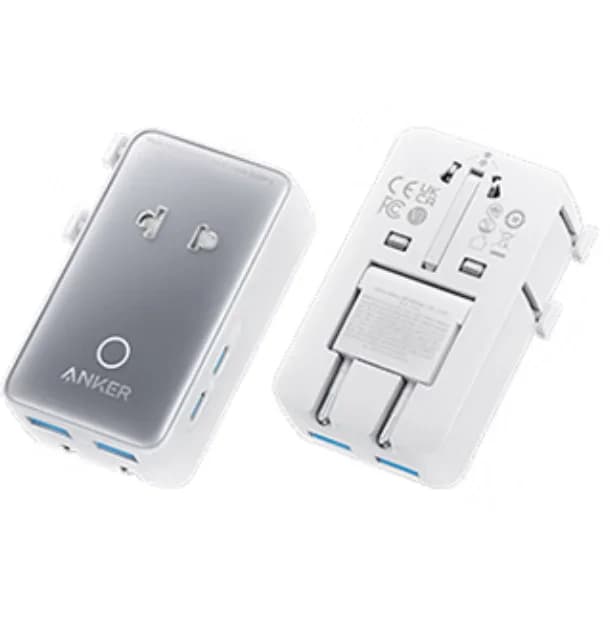 Adaptateur de voyage Anker Nano, adaptateur secteur 5 ports avec 1 prise CA 2 broches, 2 USB A, 2 US