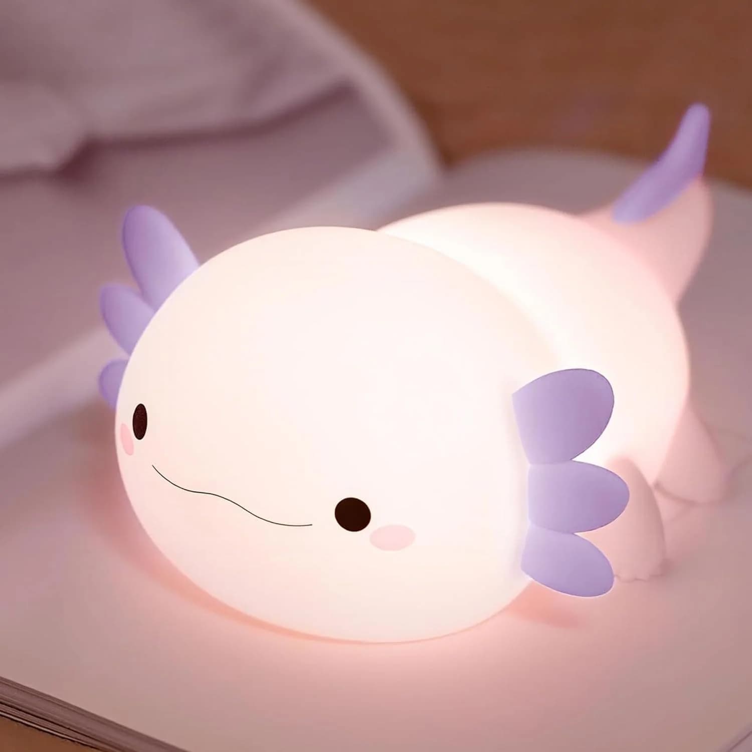 Veilleuse pour enfants, lampe Axolotl violette mignonne, veilleuse LED Squishy pour pépinière, lampe