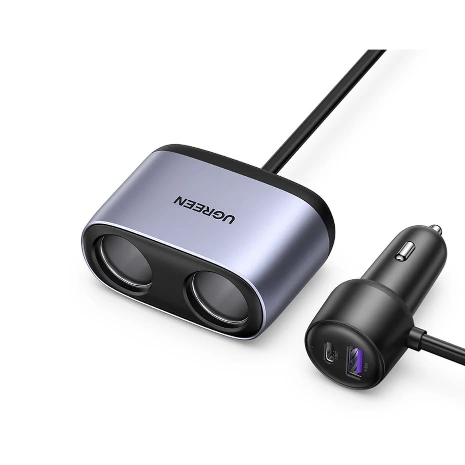 UGREEN 216W chargeur de voiture 24W double extension chargeur de voiture allume-cigare séparateur av