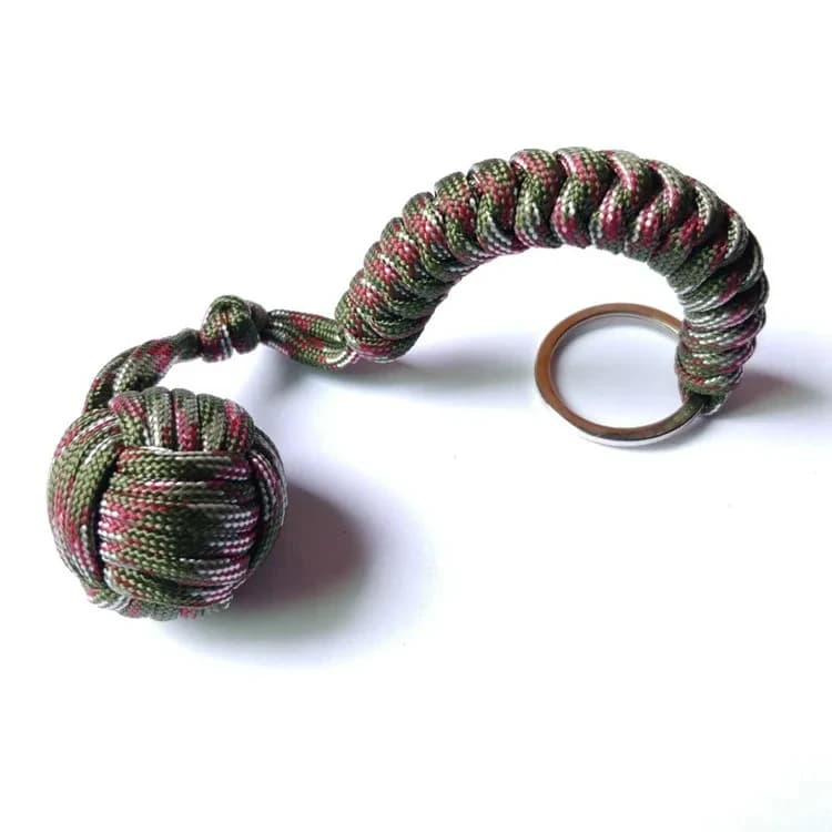 Corde de parapluie d'auto-défense extérieure, boule en acier de poing de singe, porte-clés de survie