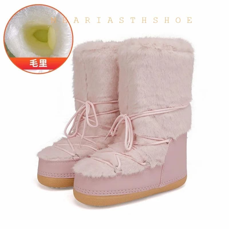 Bottes d'hiver femmes bottes de neige mi-mollet résistant au froid antidérapant épaissir peluche imp