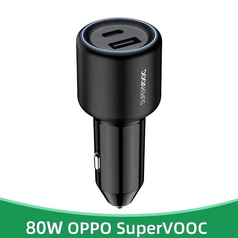 Chargeur de voiture d'origine OPPO 80W SUPERVOOC USB-A USB C pour OPPO Find X5 PRO Reno 9 Pro Realme