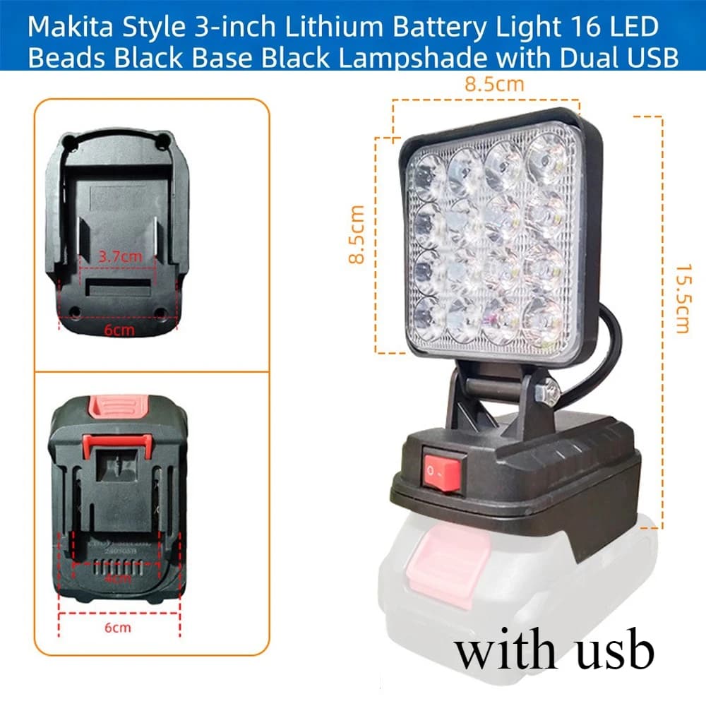 Lampe de poche 3/4/8 pouces sans fil LED lampe de travail-pour Makita 14.4V-18V Li-ion batterie lant