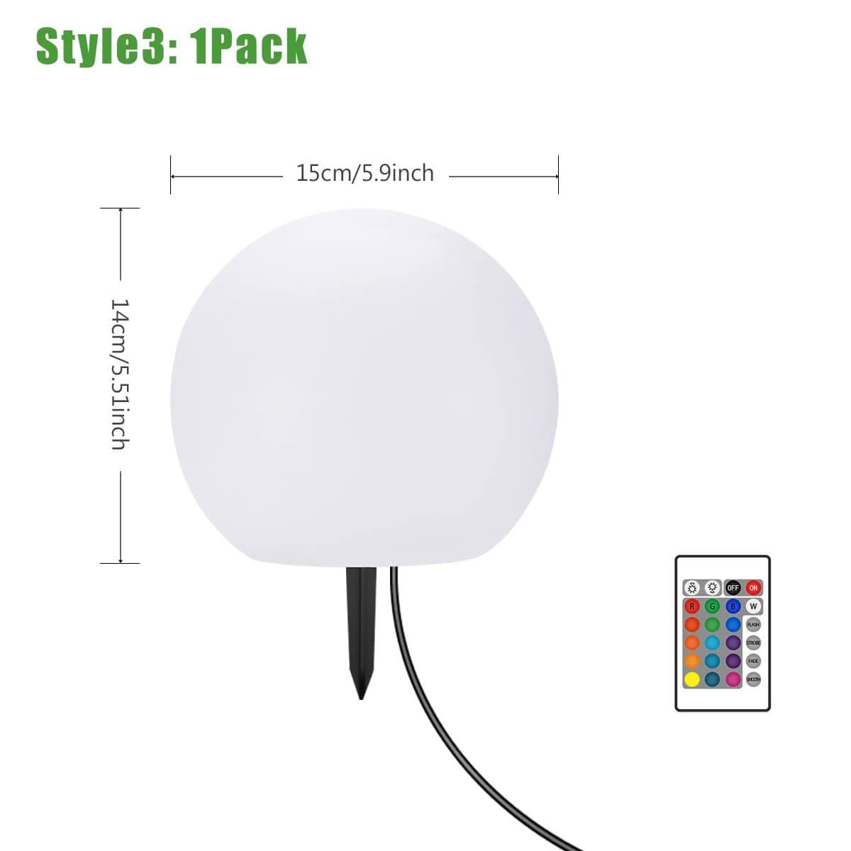 Lampe solaire 3 Modes d'éclairage avec télécommande lumières pelouse rue forme ronde voie extérieure