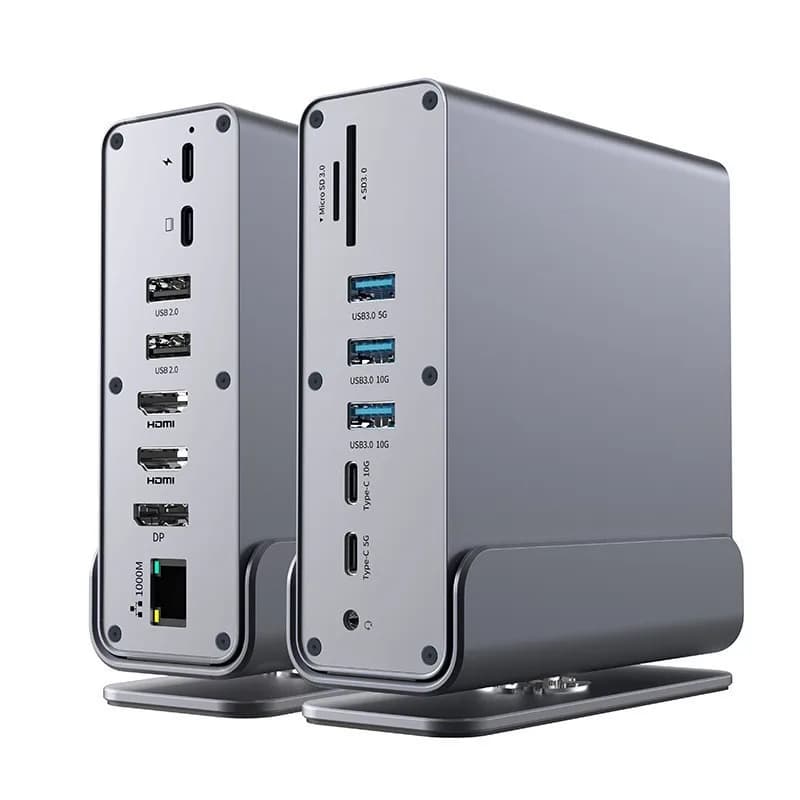 Station d'accueil USB-C 15 en 1, HUB USB Multiport avec HD 4K60Hz DP USB TF/SD Gigabit Ethernet, Por