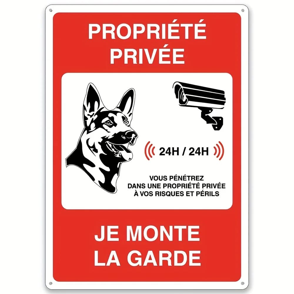Panneau en métal aluminium « Propriété privée sous vidéosurveillance 24h/24 et 7j/7 » Signalisation 
